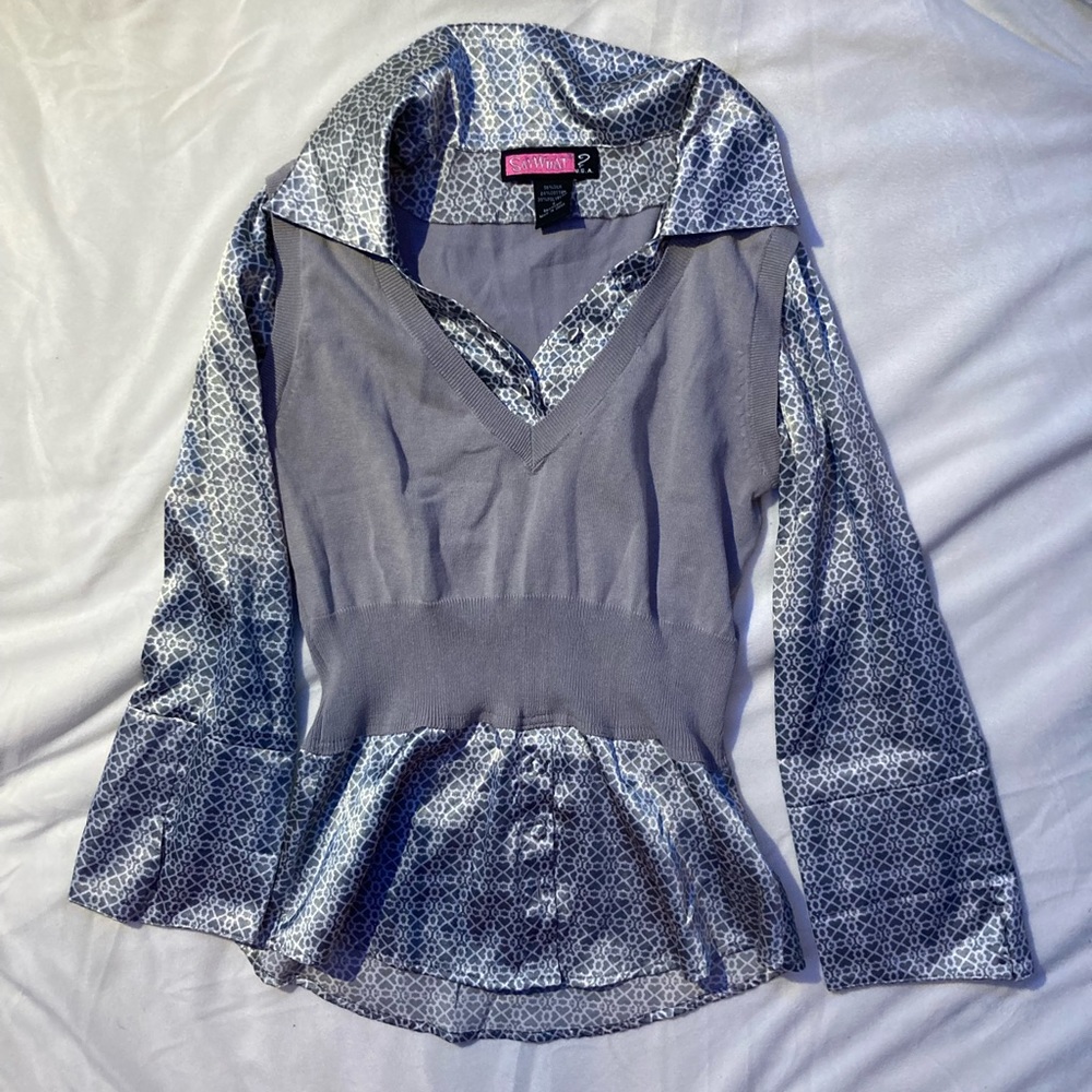 Say What? Silk and cotton sweater vest blouse